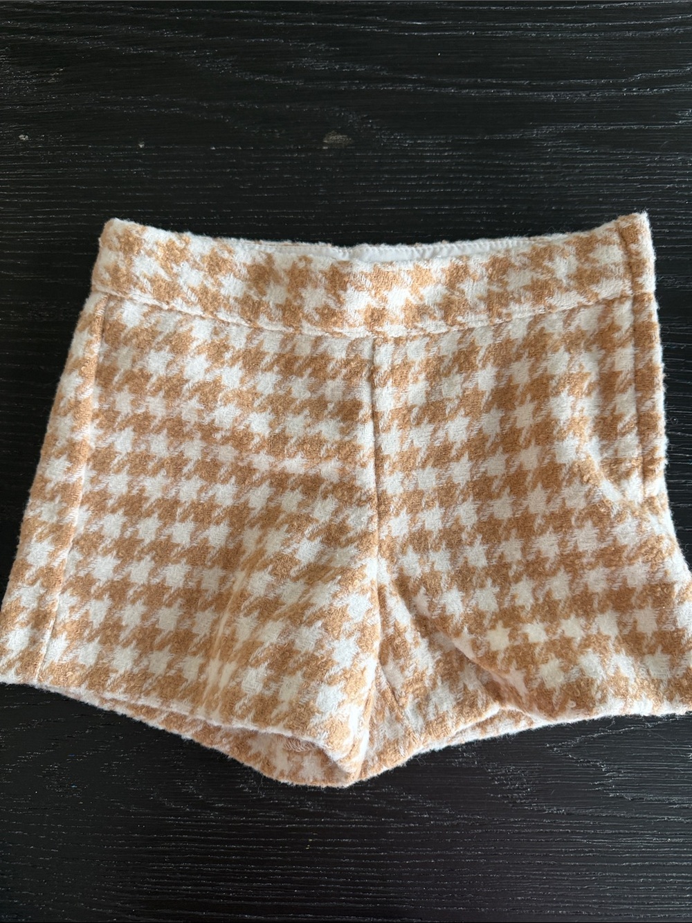 Janie and Jack Cream & Tan Houndstooth Knit Shorts